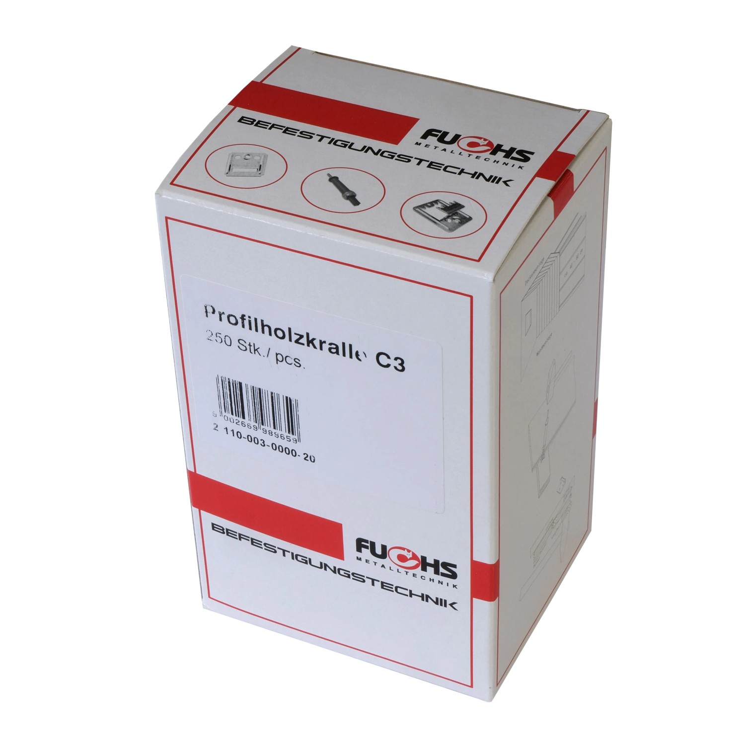 Verpackung Fuchs Profilbrettkralle C3, 250 Stück Zubehör für Paneele.
