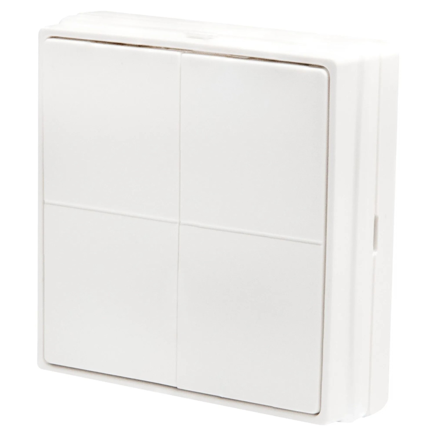 Weißer Shelly Vierfachschalter BLU Wall Switch 4 für Hausautomation.