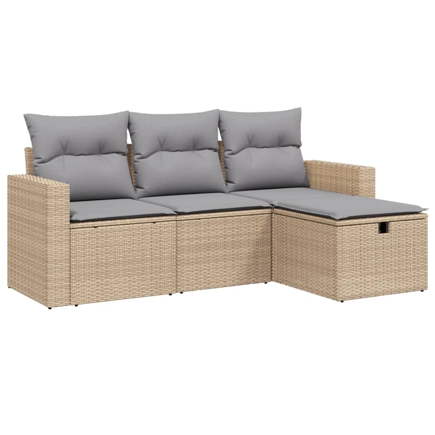 vidaXL 4-tlg Garten-Sofagarnitur mit Kissen Beigemischung Poly Rattan Model günstig online kaufen