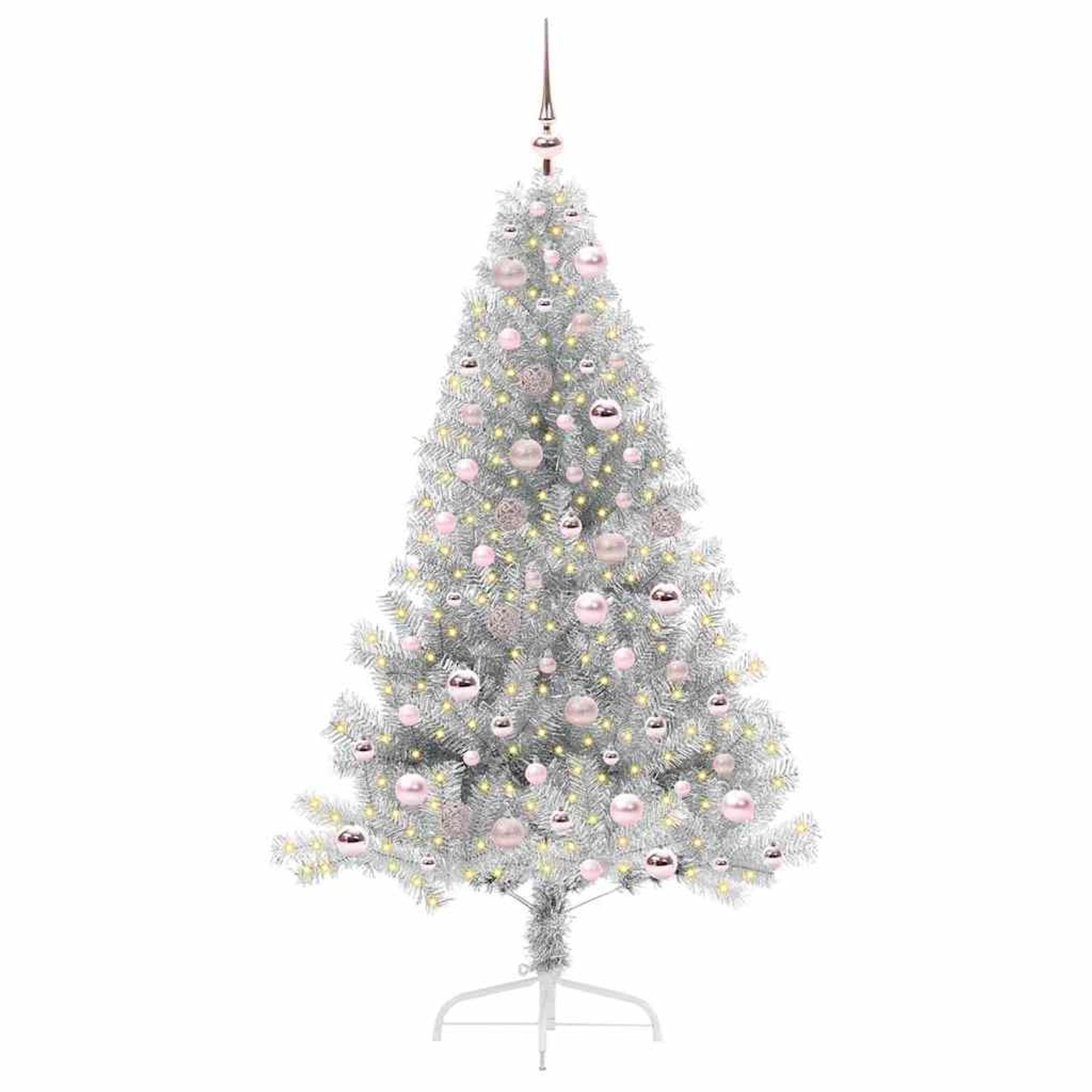 vidaXL Künstlicher Vorbeleuchteter Weihnachtsbaum Silber 180 cm 3397208