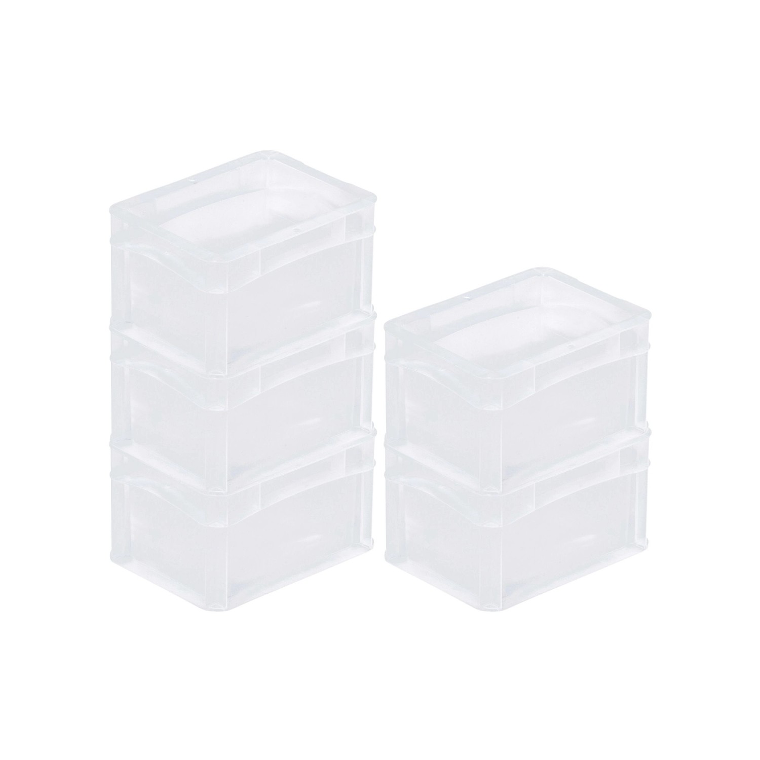 SparSet 5 x Transparenter Eurobehälter BasicLine Mit Geschlossenem Griff HxBxT 12 x 15 x 20 cm 2,2 Liter Eurobox Transpo...
