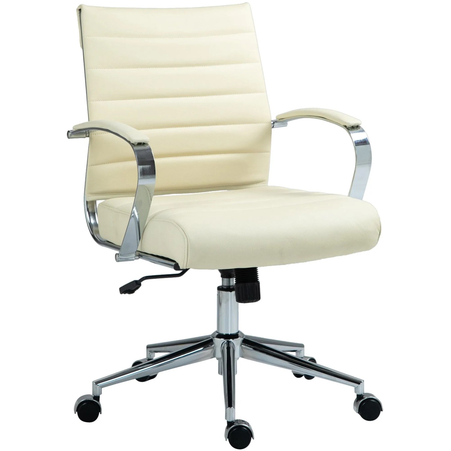 DELUKE Bürostuhl Ergonomisch EVOK Schreibtischstuhl Echtleder Höhenverstellbarer Drehstuhl Computerstuhl 130 Kg Creme