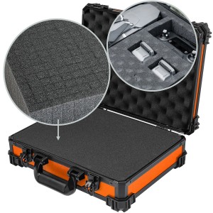 HMF 15502-18 Transportkoffer Rasterschaumstoff Universalkoffer 39 x 29 x 12 cm Orange