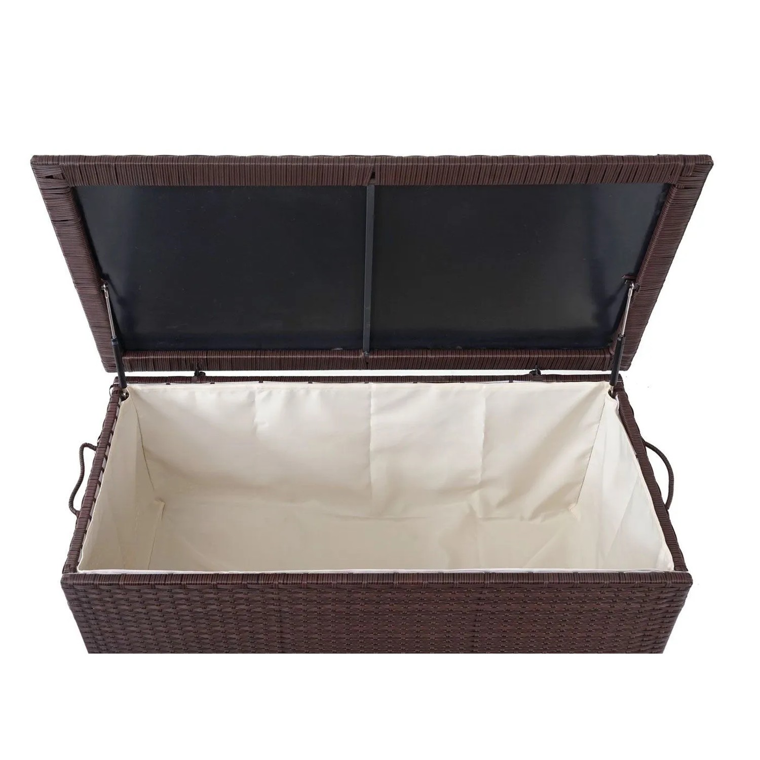 Proregal Poly-Rattan Kissenbox HxBxT 51x100x50cm Premium Braun 170L Gartentruhe Auflagenbox Truhe_4
