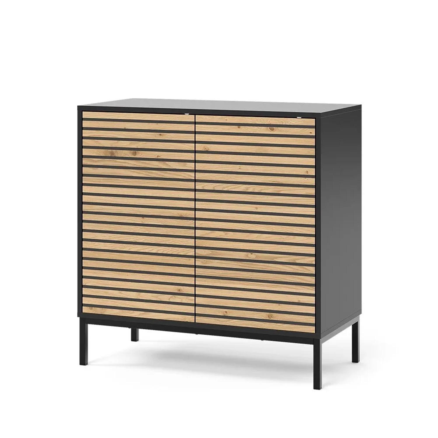 Vicco Kommode Eliza Goldkraft Eiche Anthrazit 80 x 81 mit 2 Türen Art Nr 54753