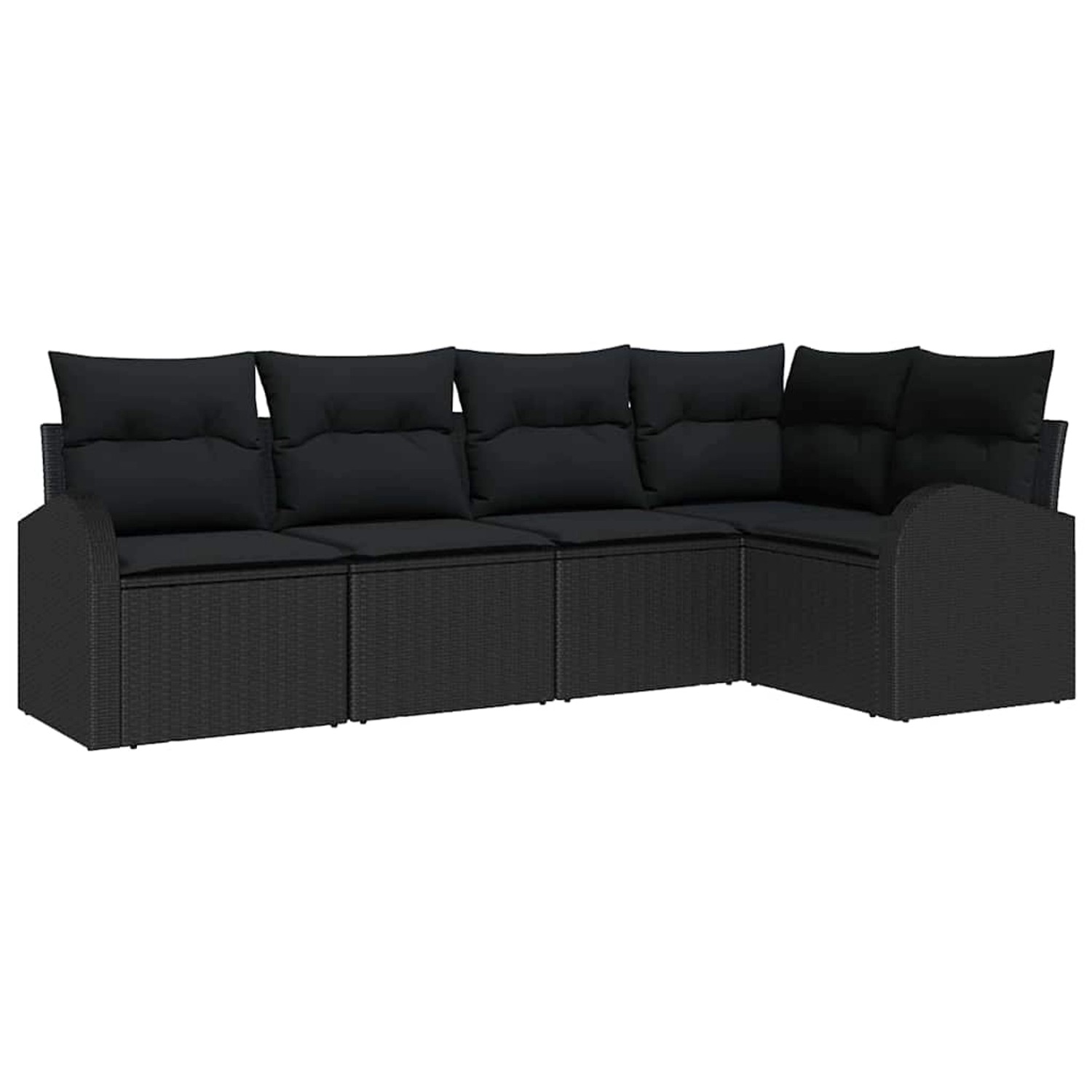vidaXL Garten-Sofa-Set mit Kissen 5-Tlg Schwarz Poly Rattan 3346043 günstig online kaufen