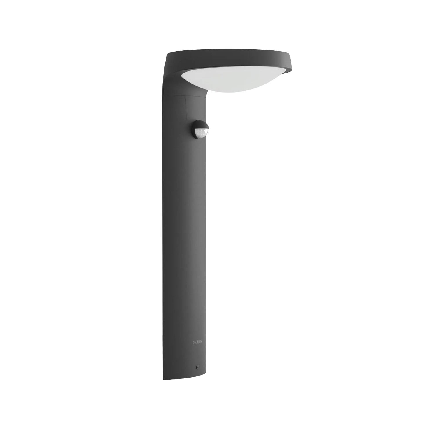 Anthrazitfarbene Philips Solar-Sockelleuchte Tyla, 40 cm hoch, mit Bewegungssensor für den Außenbereich.