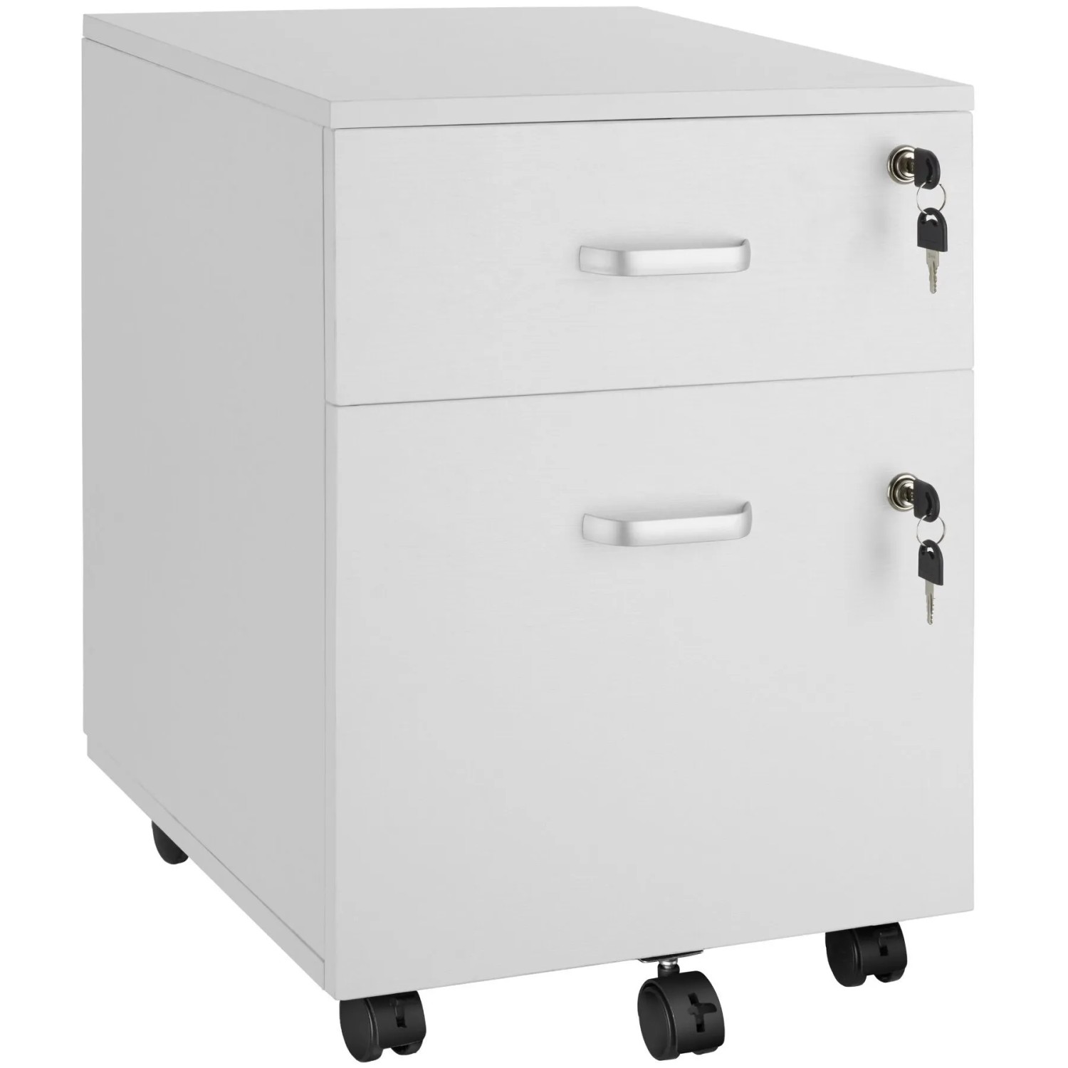 Tectake Rollcontainer Vagur Mit 2 Schubladen Für Dokumente Im A4 Format Abschließbar Inkl Ersatzschlüsseln 46 X 40 X 54 50 Cm Weiß