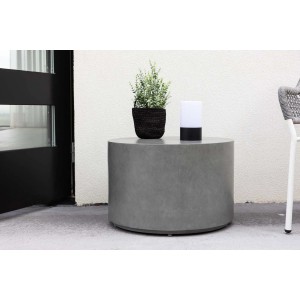 Grauer ebuy24 Lissabon Gartentisch Beistelltisch (Ø60) mit Deko-Elementen.