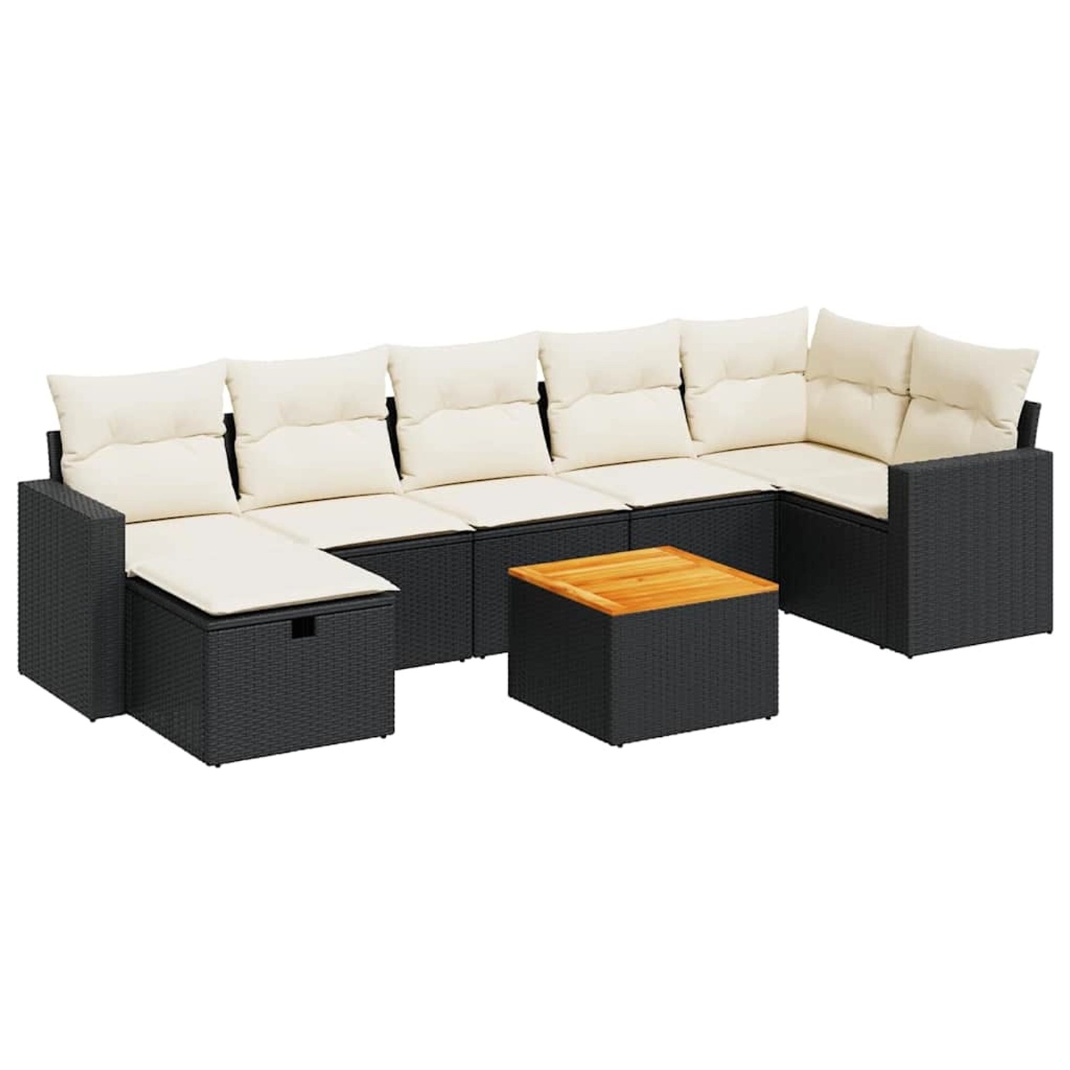 vidaXL 8-Tlg Garten-Sofagarnitur mit Kissen Schwarz Poly Rattan 3325794 günstig online kaufen