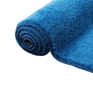 Gerollter, blauer Snapstyle Hochflor Shaggy Teppich Palace (133x133cm).