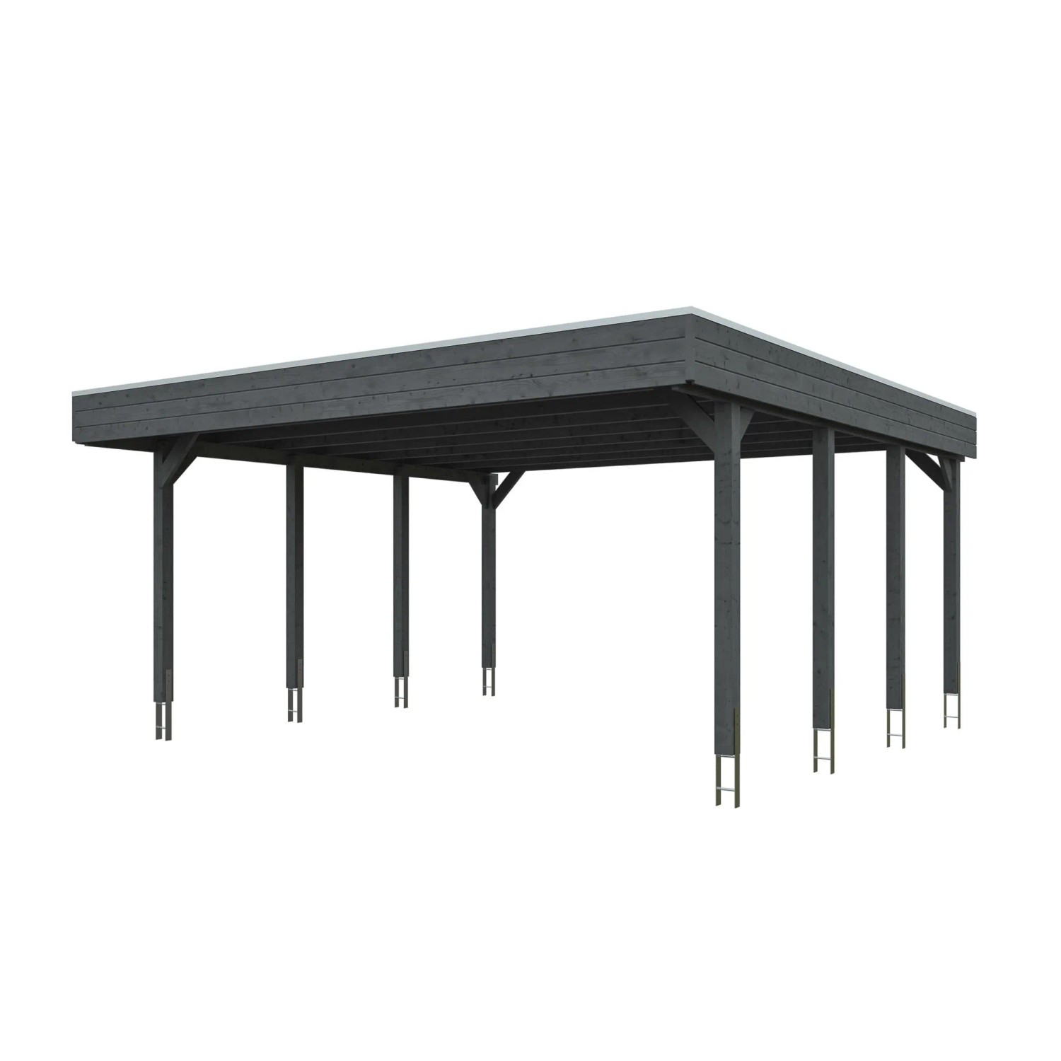 Skan Holz Carport Friesland mit EPDM-Dach 546 cm x 555 cm Schiefergrau