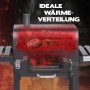 Taino Hero XL Holzkohlegrill mit Speisen und idealer Wärmeverteilung im Garraum.