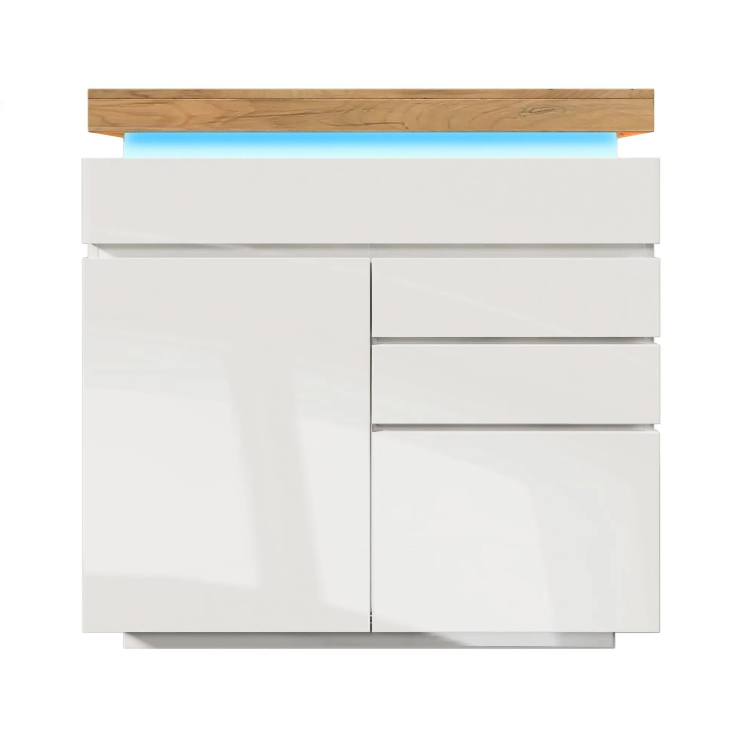 Merax Sideboard 115x110x39cm LED 3 Schubladen Weiß
