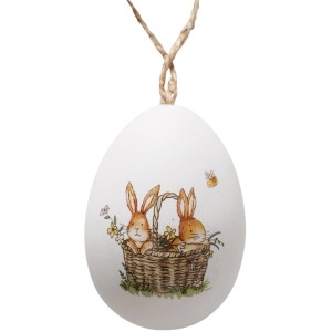 Boltze Dekoanhänger Osterei mit Hasenmotiv, 4er Set für die Osterdekoration.