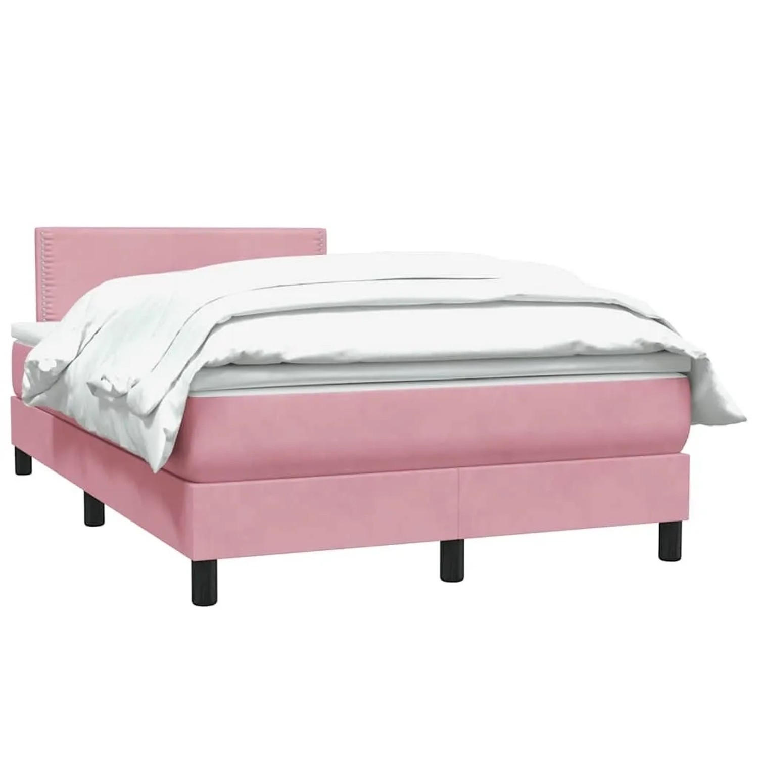 vidaXL Boxspringbett mit Matratze Rosa 120x220 cm Samt 3316160