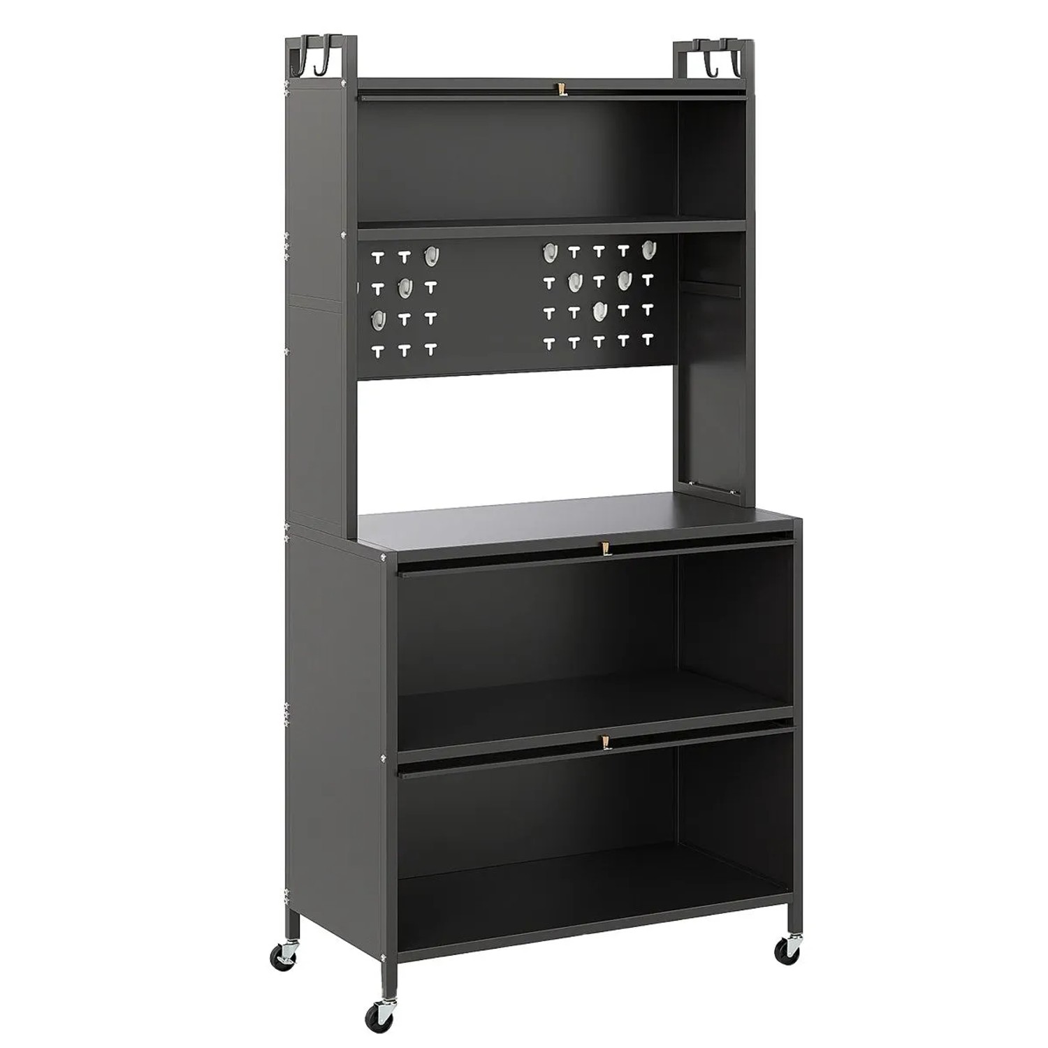 Costway Küchenregal mit Rollen Stecktafel & Haken 80 x 40 x 160 cm Grau