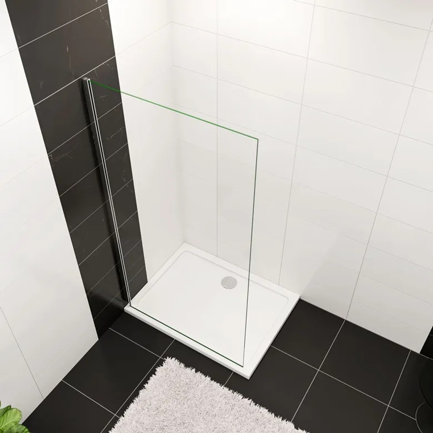 Duschparadies Walk-In Dusche mit Klarglas und verchromtem Rahmen, Seitenwand 80x200cm.