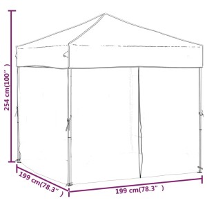 Anthrazitfarbenes Falt-Partyzelt 2x2m mit Seitenwänden für Outdoor-Events.
