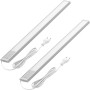 2er Set flache LED Unterbauleuchten aus Aluminium, 58cm, warmweißes Licht, mit Schalter für Küchenbeleuchtung.