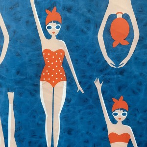 Spirella Duschvorhang Baigneuses blau mit Bademotiv, 180x200 cm.