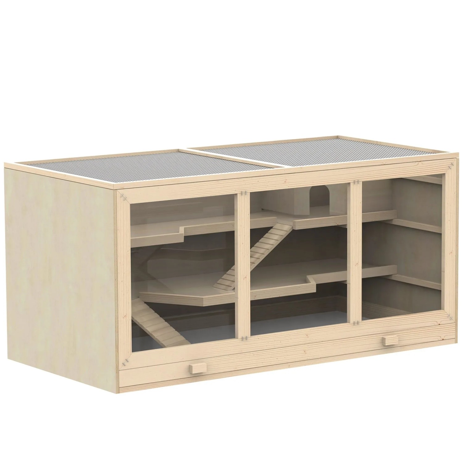 PawHut Hamsterkäfig mit Treppen Nagervilla Dreistöckig PVC 115 x 57 x 55 cm