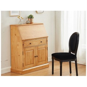 Vente-unique Sekretär Cleore aus hellem Kiefernholz, 93 cm breit, mit Schreibklappe, Schublade und Türen, rustikal.