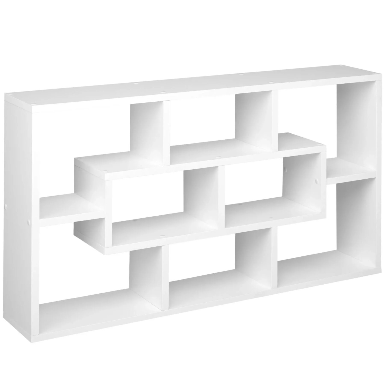 Tectake Wandregal Kassandra Retro Stil Mit 8 Fächern  85 x 48 x 16 cm Weiß