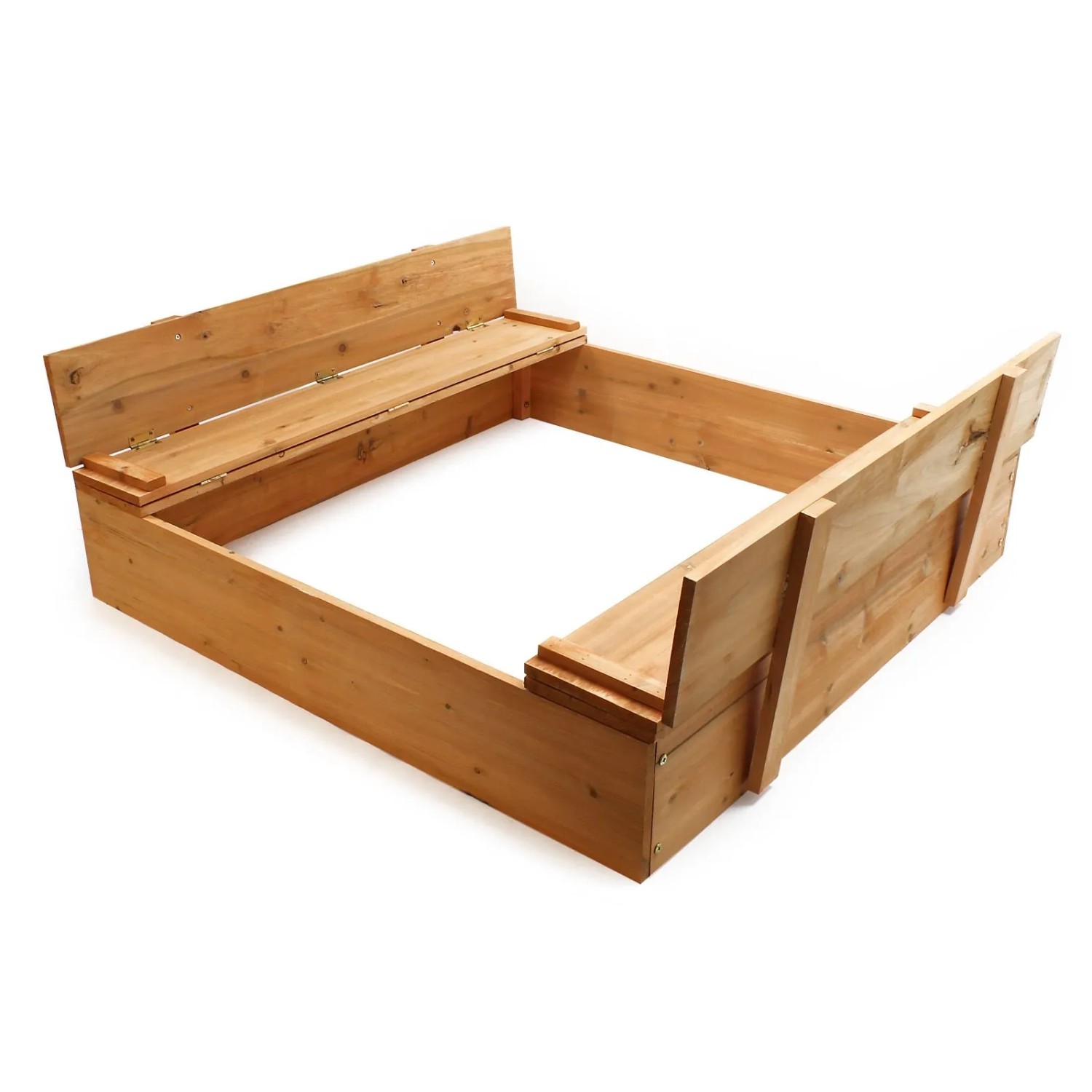 Wiltec Sandkasten Mit Deckel 2 Sitzbänke 98X98X18Cm Sandkiste Holz Sandbox Buddelkiste