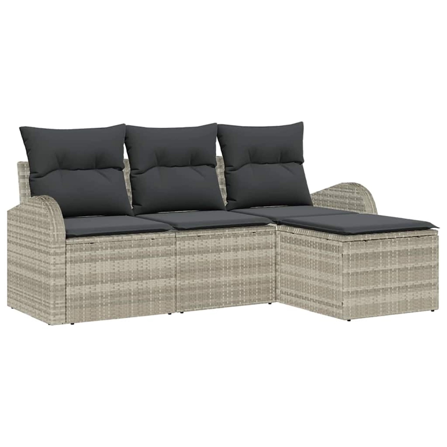 vidaXL Garten-Sofa-Set mit Kissen 4-Tlg Hellgrau Poly Rattan 3345992 günstig online kaufen