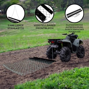 Monstershop Ketten Wiesenegge 1,5x1,2m im Einsatz mit Quad auf Acker.