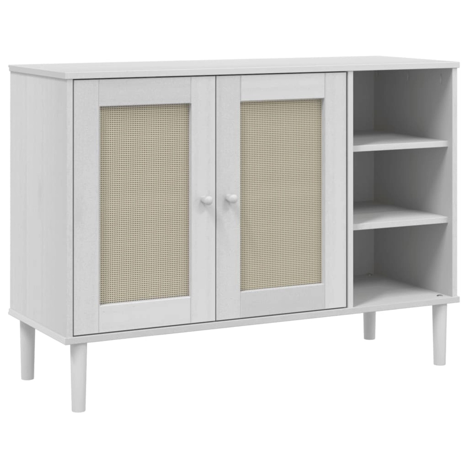 vidaXL Sideboard SENJA Rattan-Optik Weiß 112x40x80 cm Kiefernholz 358029 günstig online kaufen