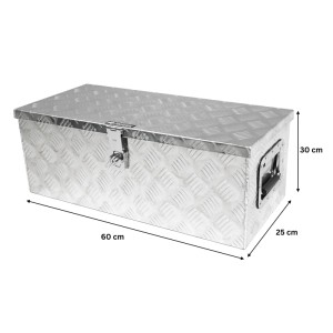 Aluminium Deichselbox für PKW Anhänger, abschließbar, 60x30x25cm, zur Werkzeug Aufbewahrung.