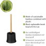 Wenko WC-Garnitur Basic Bambusa: Schwarzer WC-Bürstenhalter mit Bambus-Stiel.