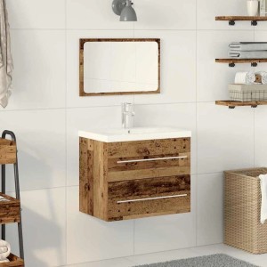 vidaXL Waschbeckenschrank 2-Tlg Altholz Engineered Holz und Keramik 3332496