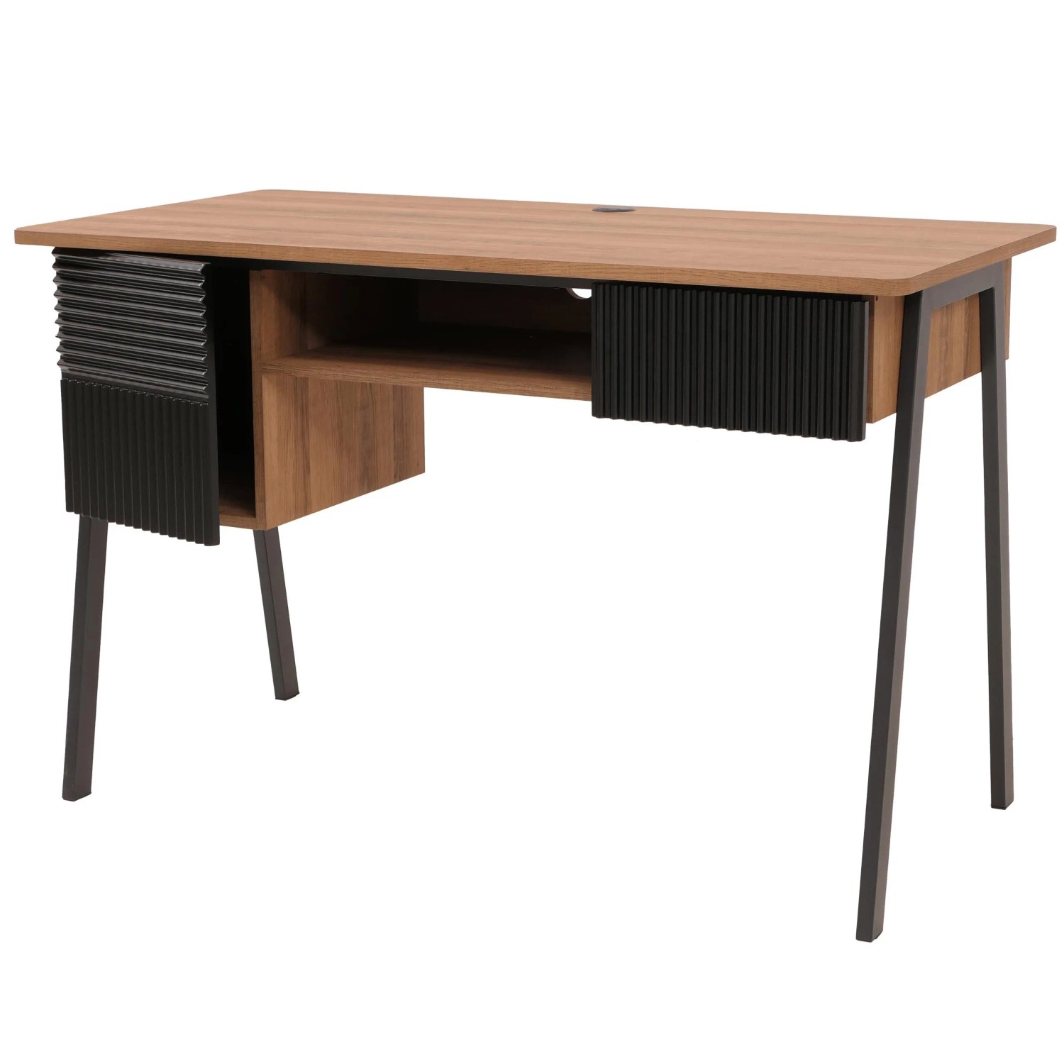 MCW Schreibtisch O40 MDF Metall Melamin 78x120x60cm Natur