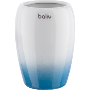 Keramik Zahnputzbecher von baliv in Weiß-Blau mit Farbverlauf.