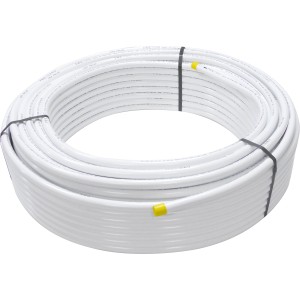 10 m Mehrschichtverbundrohr (Ø 16 mm) aus Kunststoff und Aluminium auf Rolle.