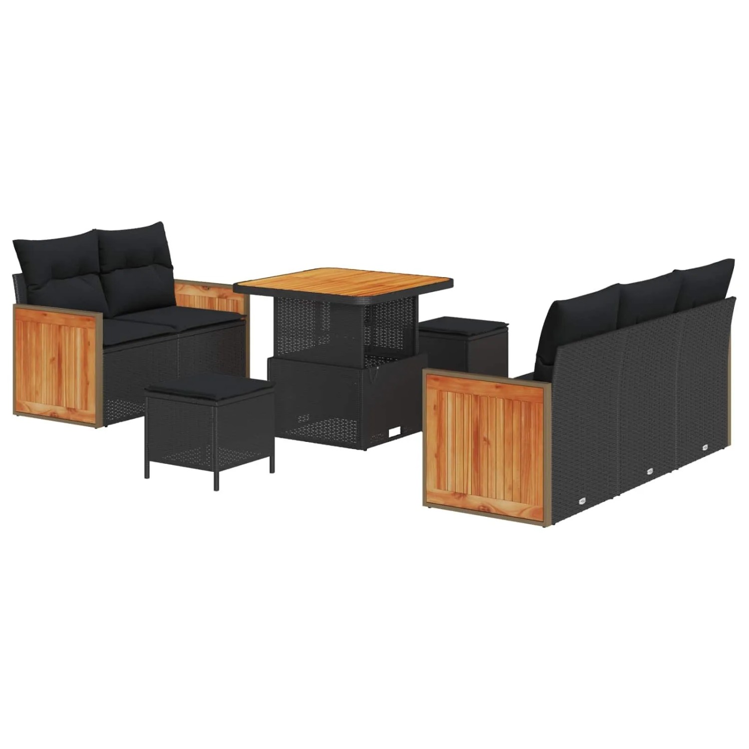 vidaXL Gartensofa-Set mit Kissen 10 Stk Schwarz Poly-Rattan 3365194 günstig online kaufen