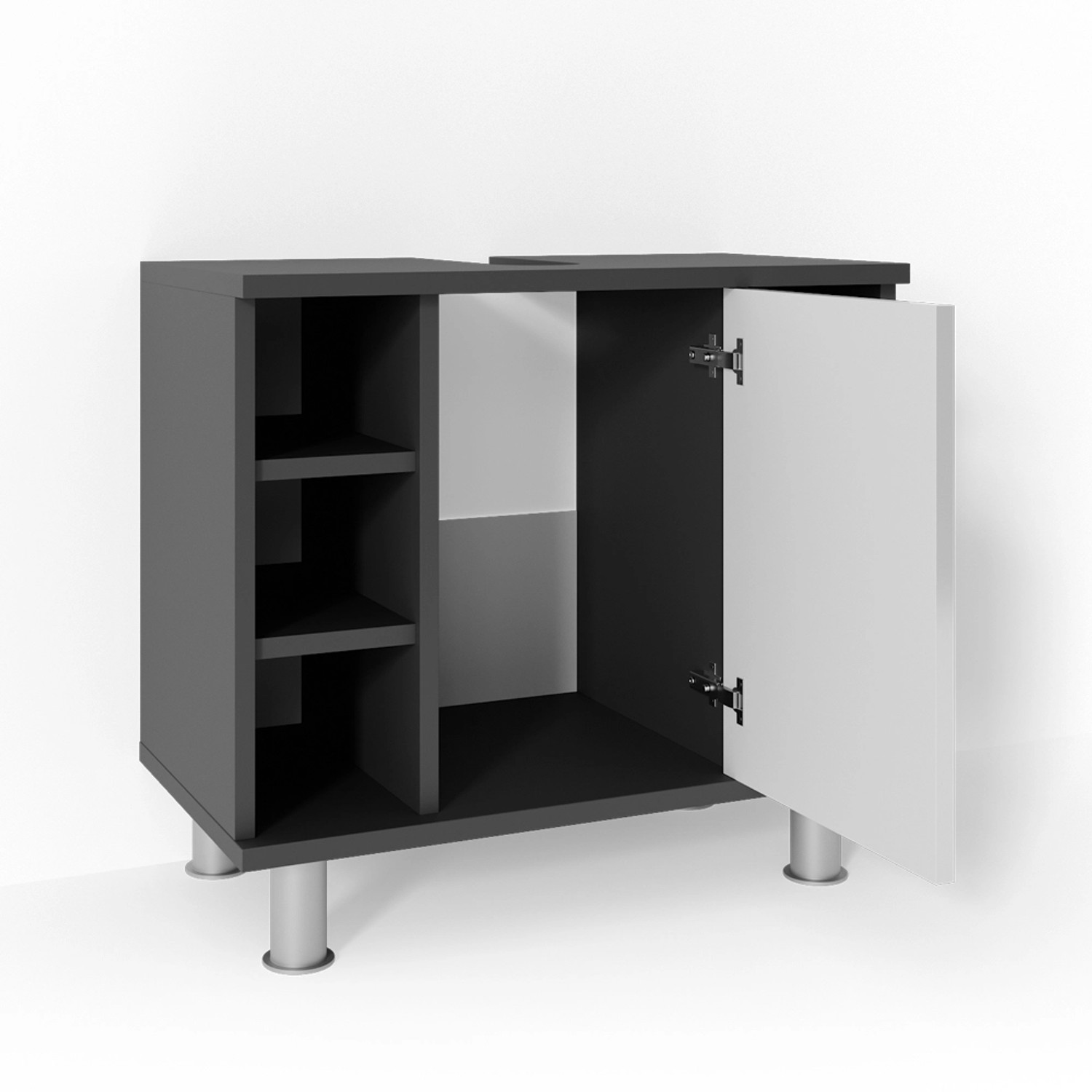 Thumbnail - Vicco Waschbeckenunterschrank Fynn Anthrazit/Weiß 60 x 54 cm