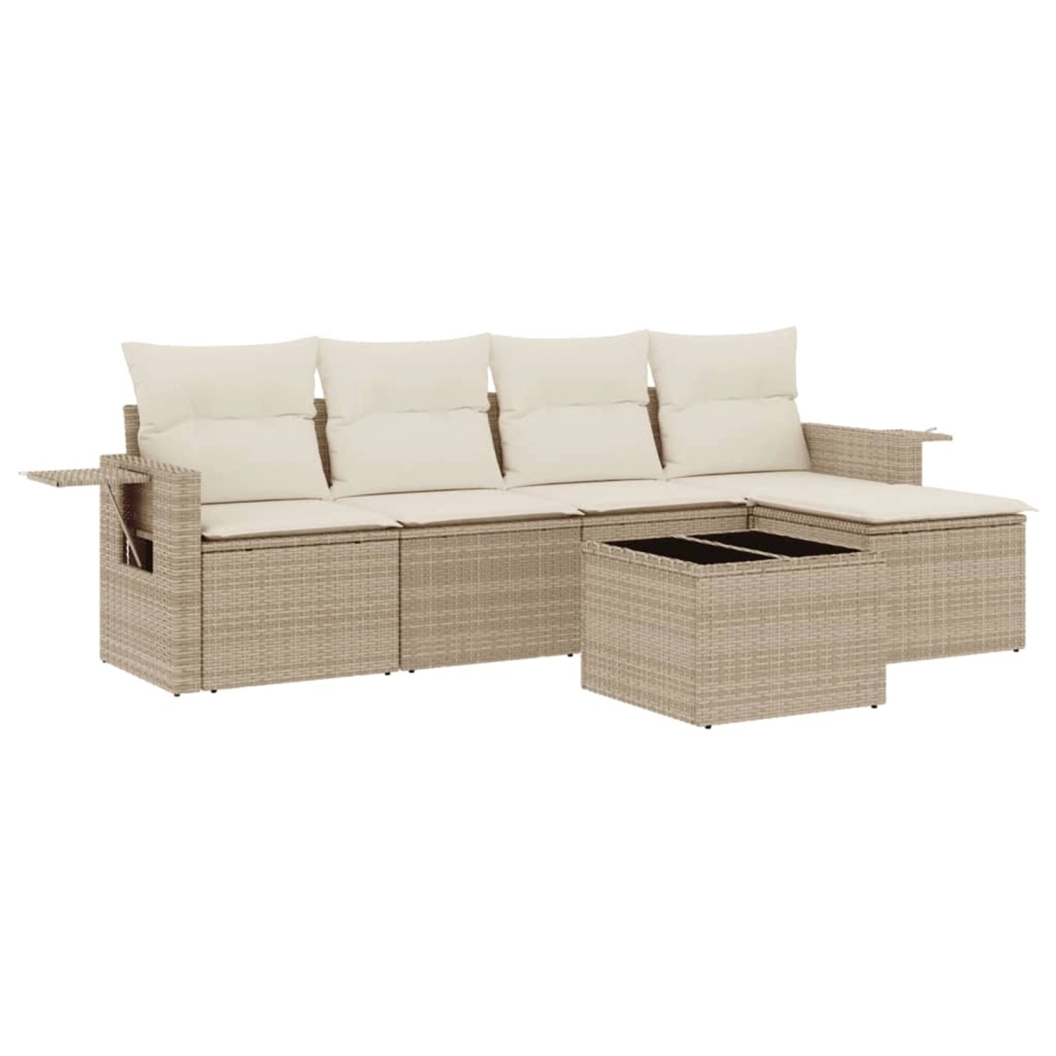 vidaXL 6-Tlg Garten-Sofagarnitur mit Kissen Beige Poly Rattan 3252435