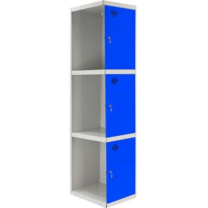 PROREGAL Spind AMEGO mit 3 Abteilen, grau-blau, als Anbaumodul für Garderobenschränke.