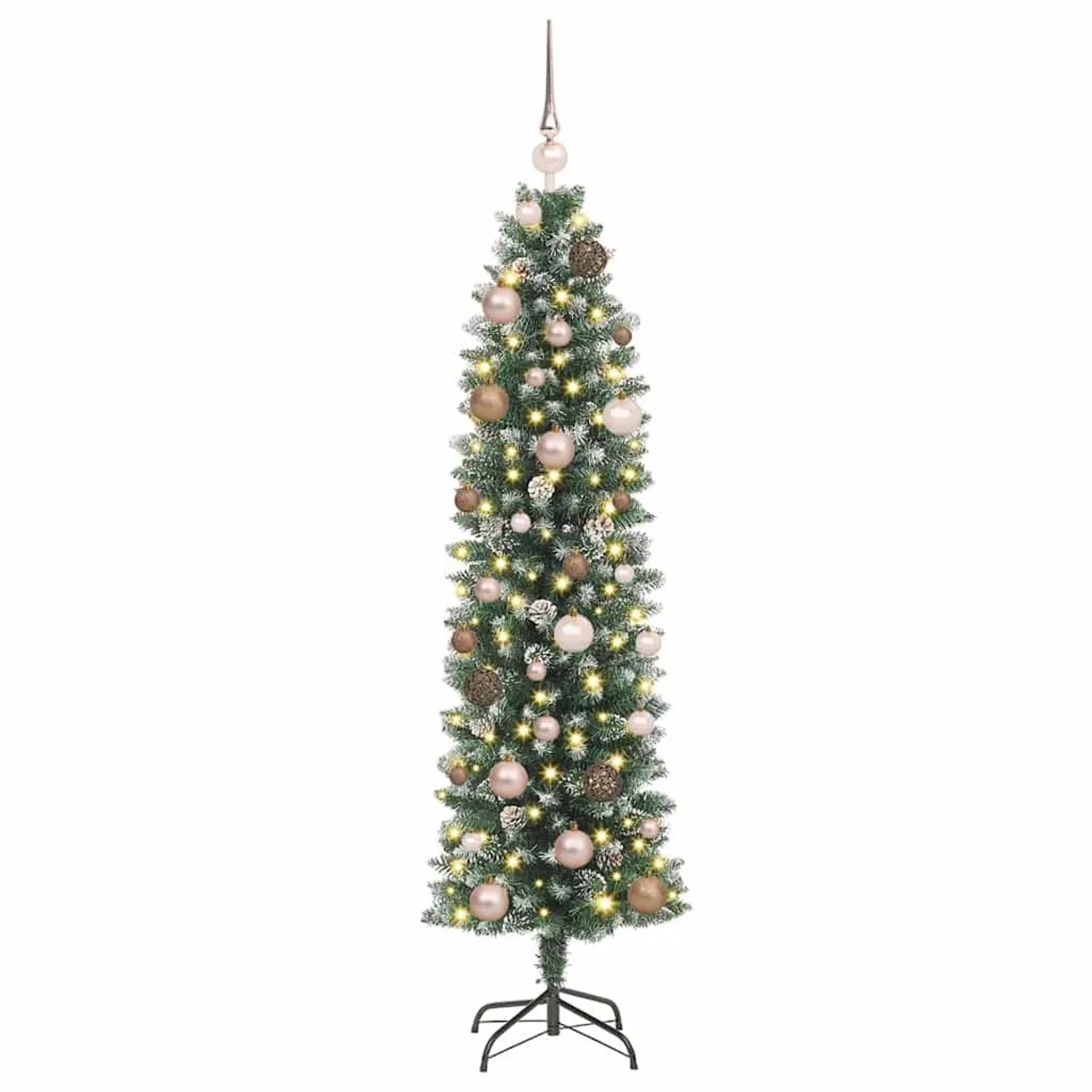 vidaXL Künstlicher Schlanker Weihnachtsbaum mit 150 LEDs Grün 150 cm 3395279