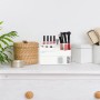 Weißer Kosmetikorganizer aus Kunststoff mit Fächern und Schublade, ideal für Bad oder Schminktisch.