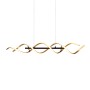 Goldfarbige Trio LED-Pendelleuchte Sequence mit geschwungenem Design, 104,5 cm breit.