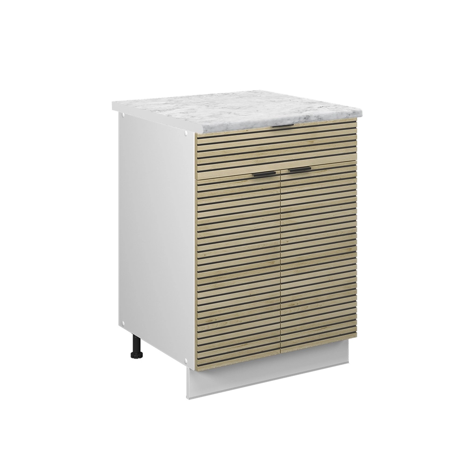 Vicco Küchenunterschrank Fame-Line Eiche Paneel 60 cm mit Schublade AP Marmor
