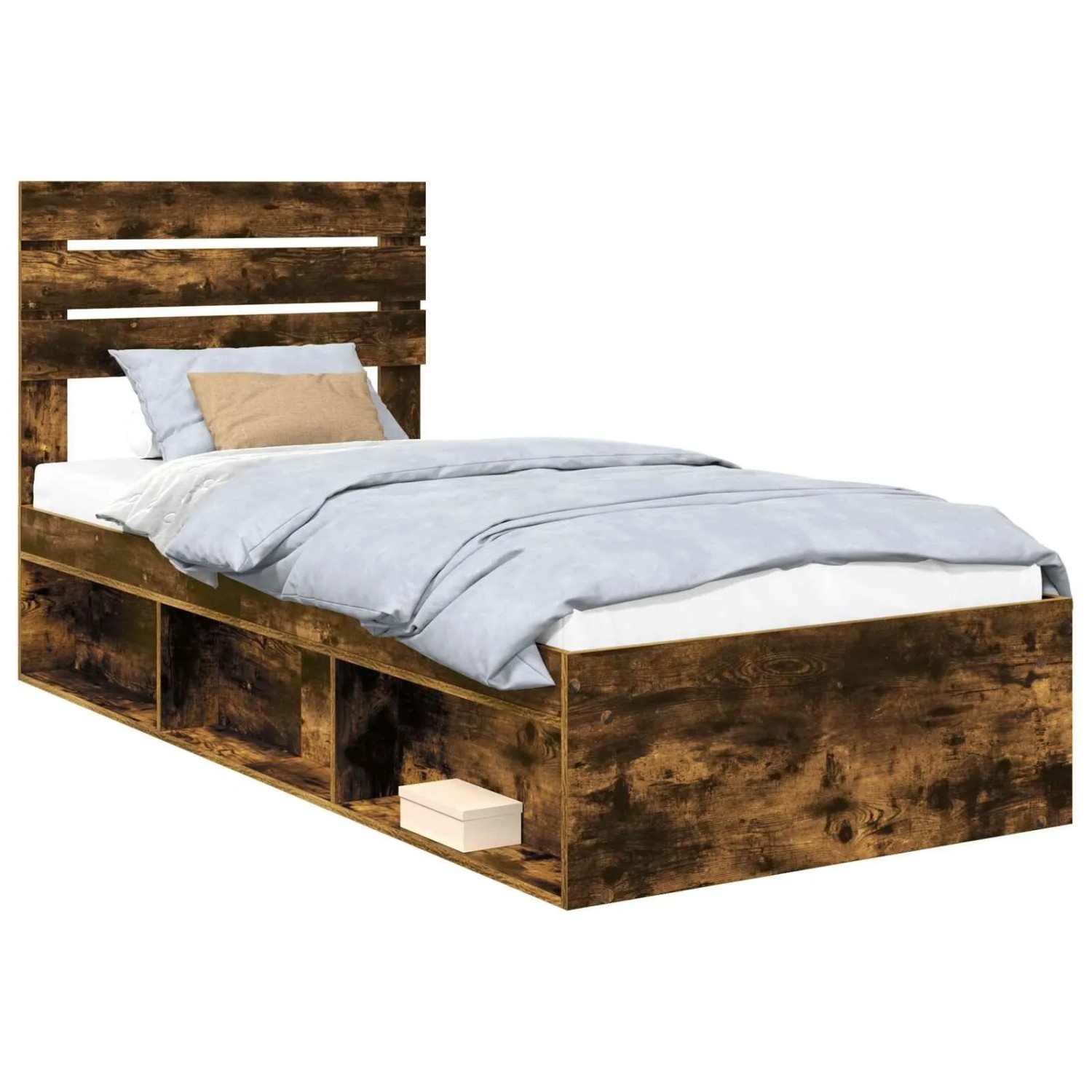 vidaXL Bettrahmen Räuchereiche 100 x 200 cm Massives Kiefernholz 3411451