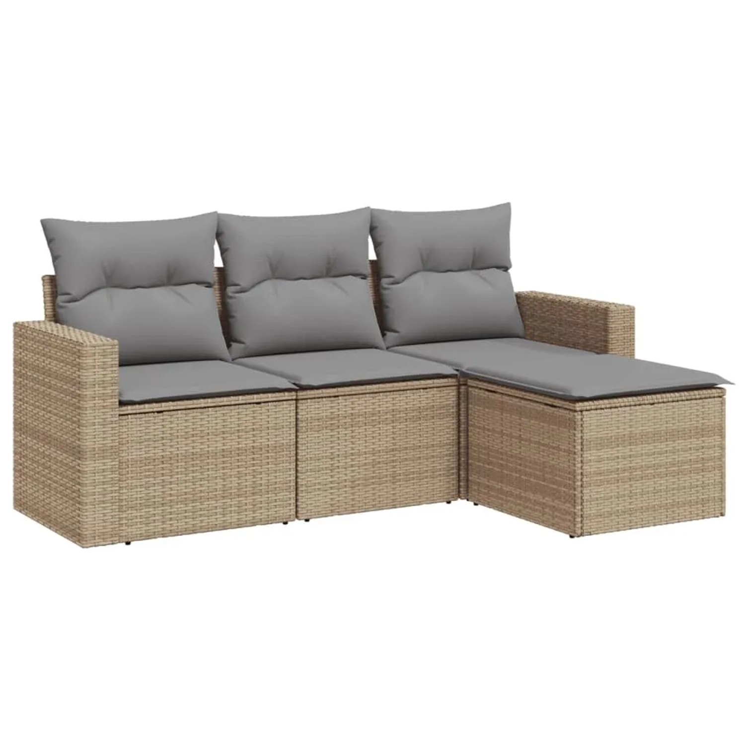 vidaXL 4-Tlg Garten-Sofagarnitur mit Kissen Beige Poly Rattan 3251206