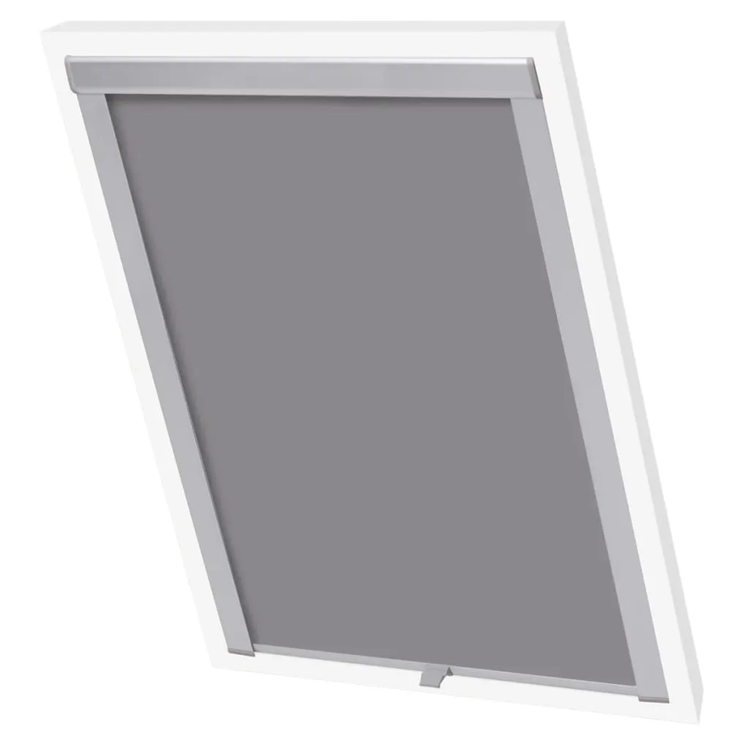 Graues vidaXL Verdunkelungsrollo FK06 für Velux Fenster, Ansicht von vorn.