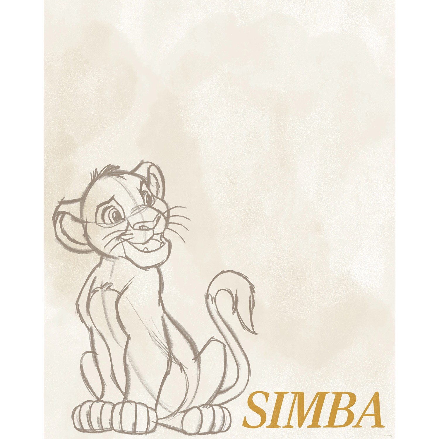 Komar Wandbild Disney The Lion King Simba Sketch 40 cm x 50 cm Beige günstig online kaufen